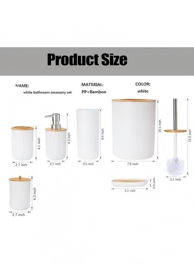 DUNISO 6 Pcs Bathroom Accessories Set,Household Toiletries Set,Sturdy and Durable,with Garbage can, Soap Dish, Toilet Brush, Mouthwash Cup, Lotion Bottle, Toothbrush Holder,Suitable for Family and Travel Use - Image 2